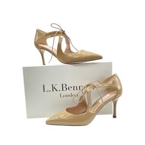 NWT L.K. Bennett Heels Women’s Size 8 Patent Leather “Hyelin” in Taupe